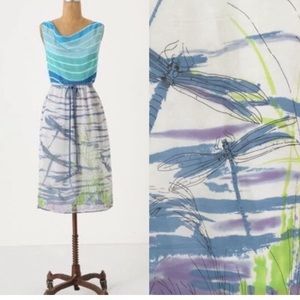 We love Vera by Anthropologie water dragonfly grass summer dress Size 2